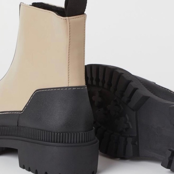 H&M Water Repellent Boots Light Beige/Black Size 38 - Picture 10 of 14